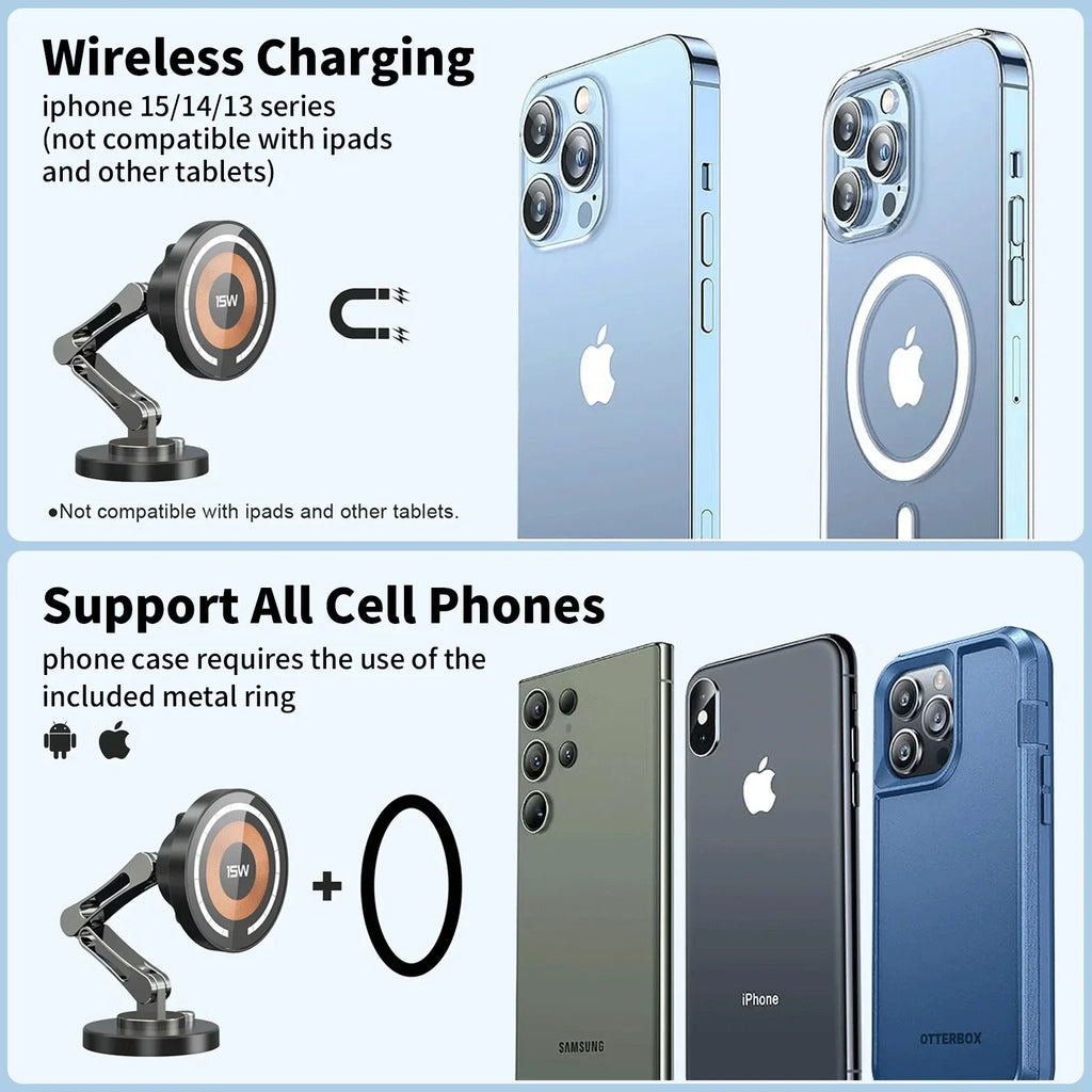 Magnetic Car Phone Holder with Wireless Charging