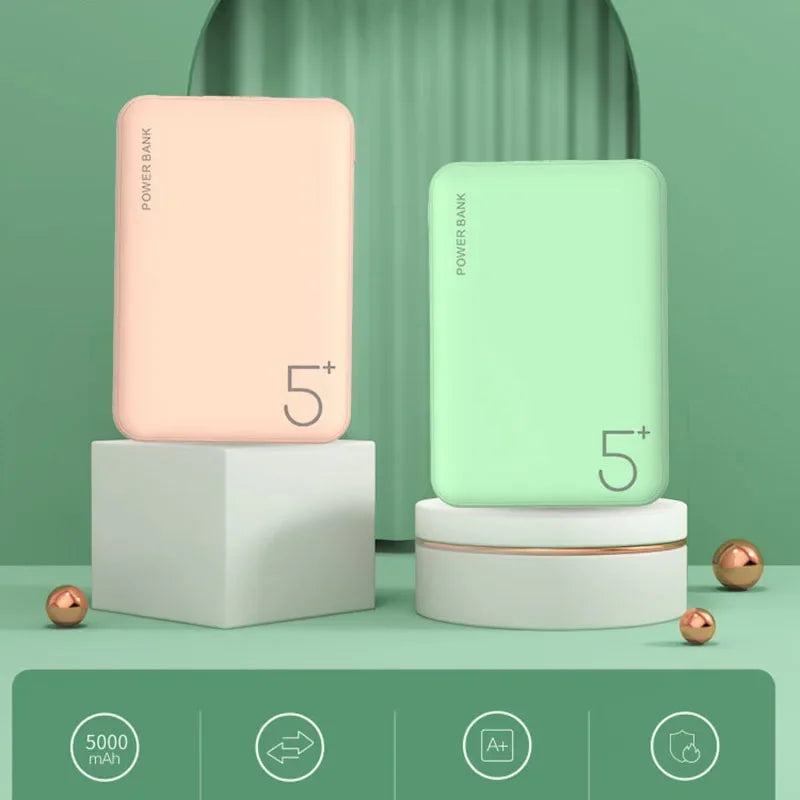 5000mAh Portable Ultra-thin Power Bank With Double USB TYPE C OUTPUT Fast Charging Poverbank For iPhone 14 13 12 8 Xiaomi Huawei