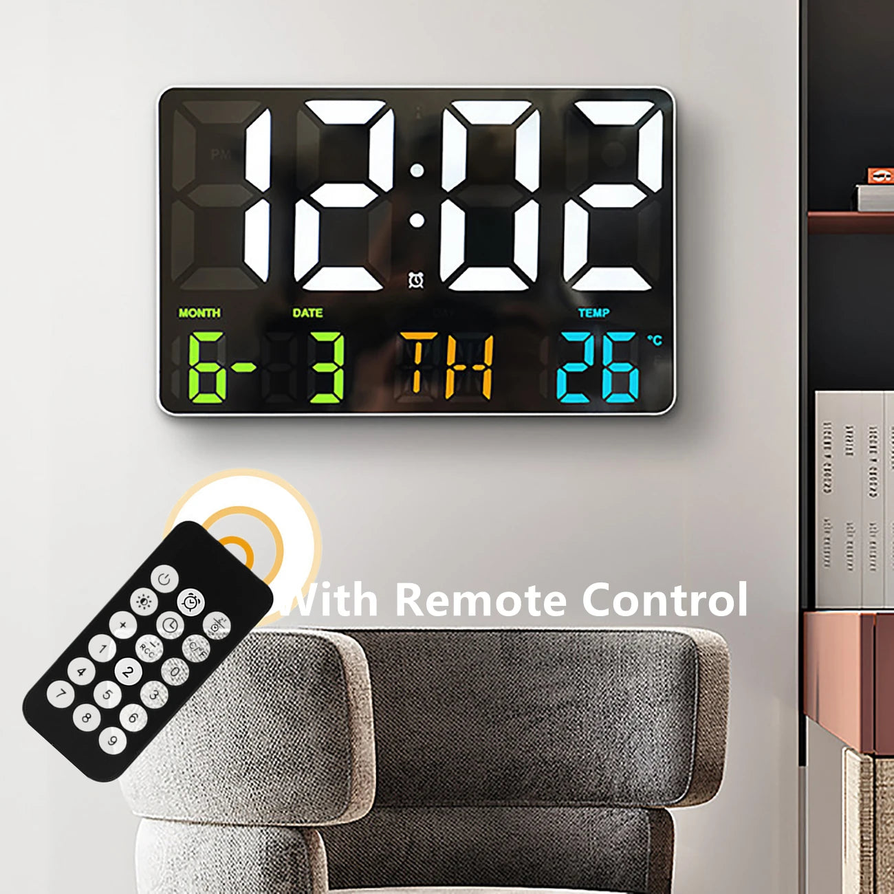LED Digital Wall Clock with Remote