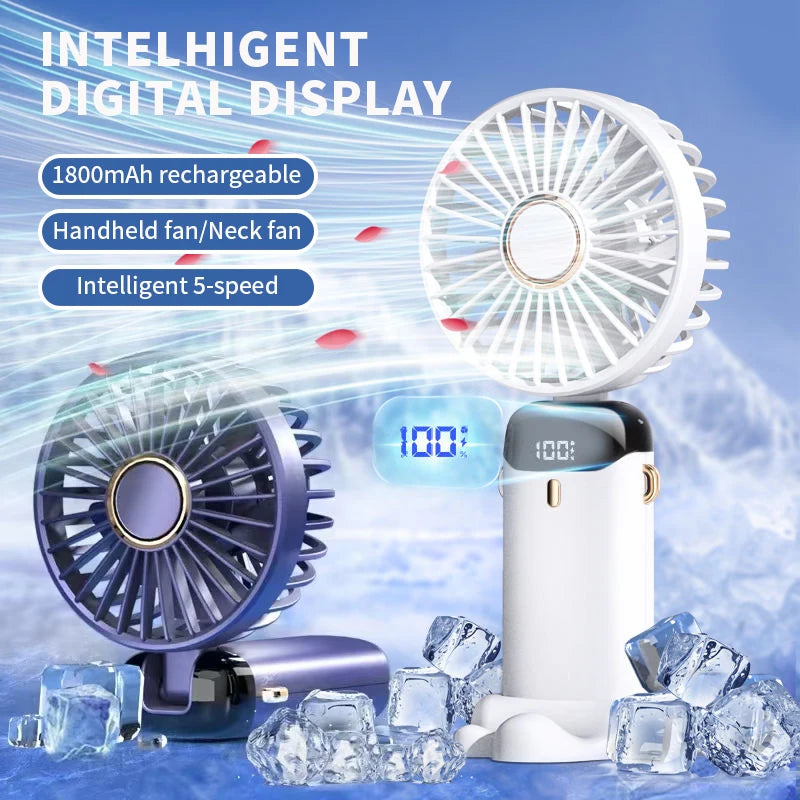 Foldable Neck Fan with Phone Stand – 5 Speed