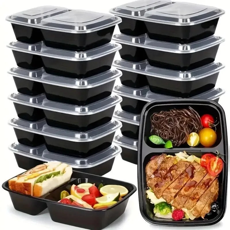 10PCS Lunch Boxes Compartments with Lids Disposable Bento Boxes Kitchen Storage Bento Fruit Takeaway Food Containers