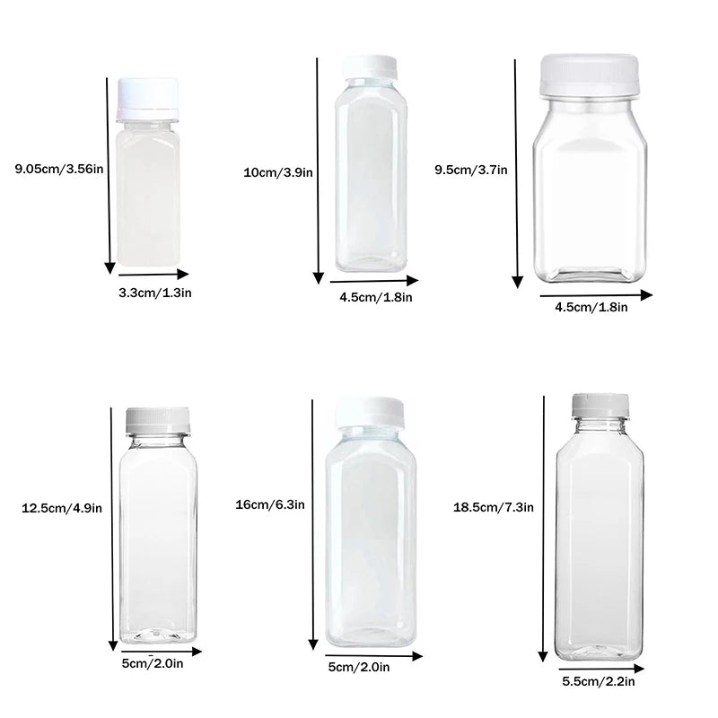 120-500ml Plastic Juice Bottles Long-Lasting, Spill-Proof, Milk Tea - Easy Cleaning and Refilling Clear Water Bottle Portable ﻿