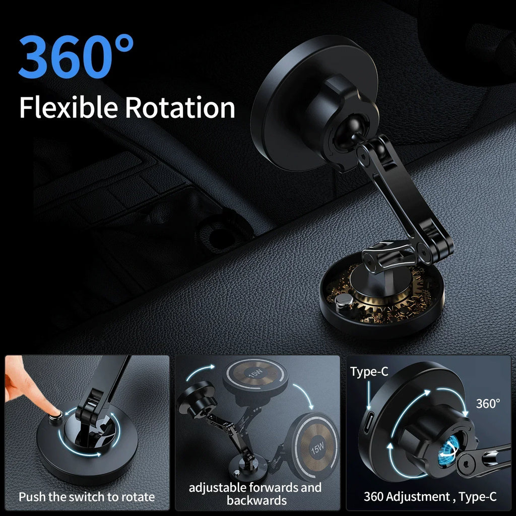 Magnetic Car Phone Holder with Wireless Charging