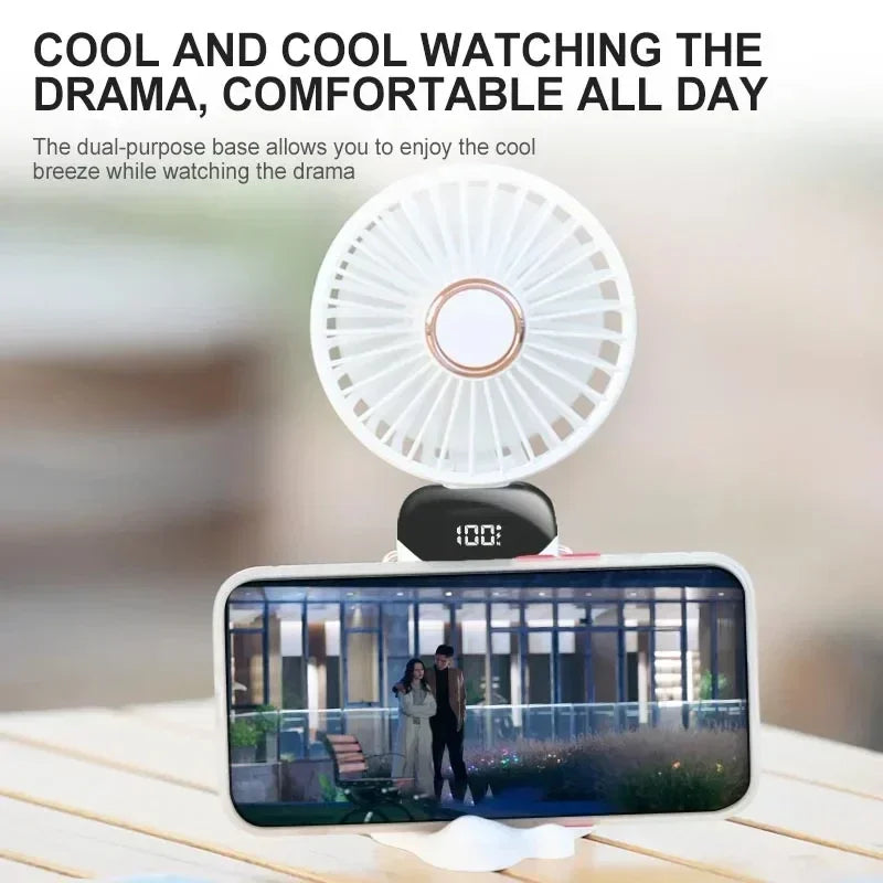 Foldable Neck Fan with Phone Stand – 5 Speed