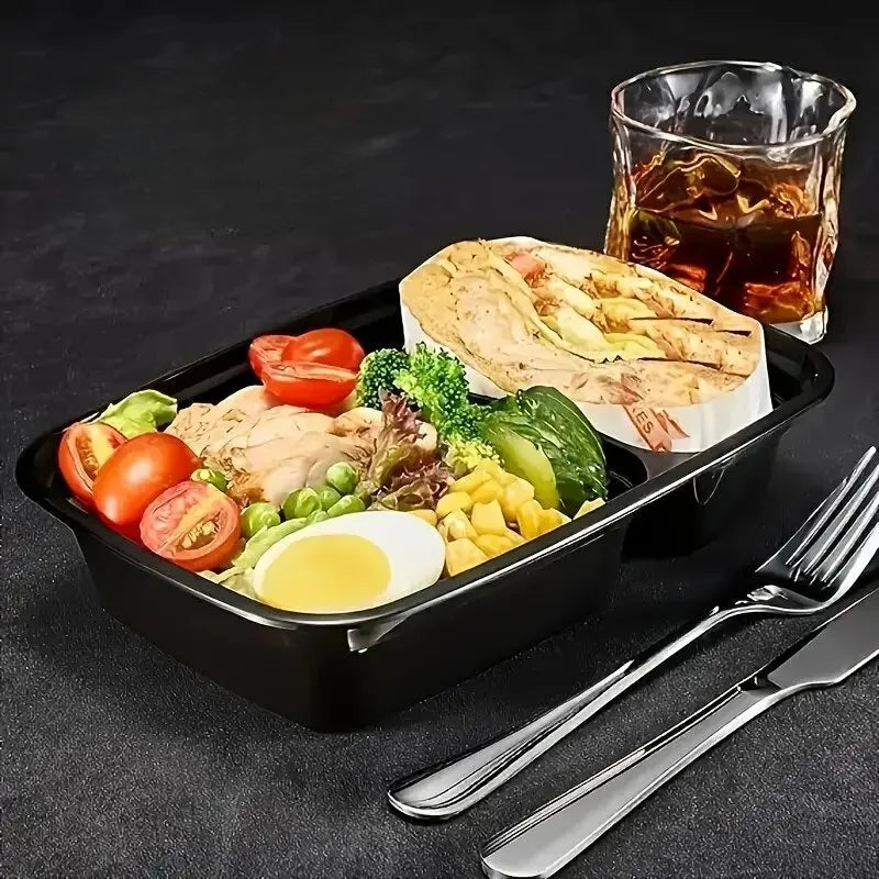 10PCS Lunch Boxes Compartments with Lids Disposable Bento Boxes Kitchen Storage Bento Fruit Takeaway Food Containers