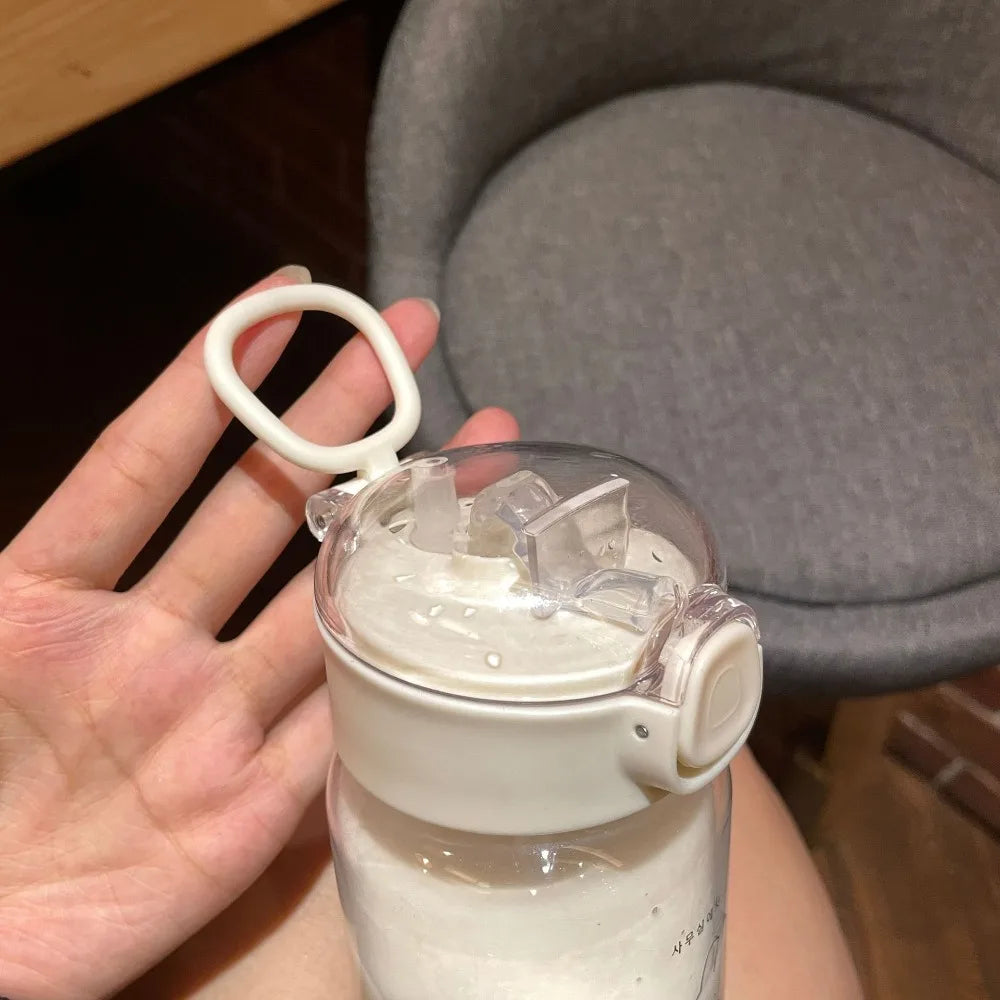 520ml Kids Sippy Cup Water Bottles Creative Cartoon Feeding with Straws and Lids Spill Proof Portable Toddlers Beverage Cups