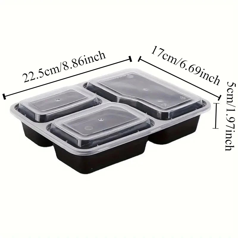 10PCS Lunch Boxes Compartments with Lids Disposable Bento Boxes Kitchen Storage Bento Fruit Takeaway Food Containers