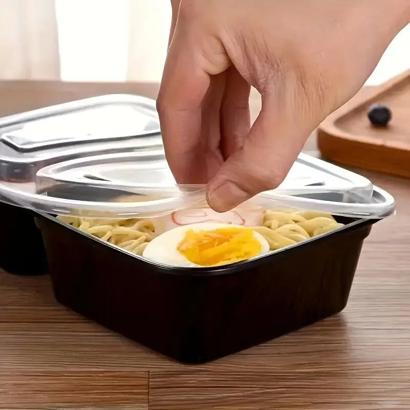 10PCS Lunch Boxes Compartments with Lids Disposable Bento Boxes Kitchen Storage Bento Fruit Takeaway Food Containers